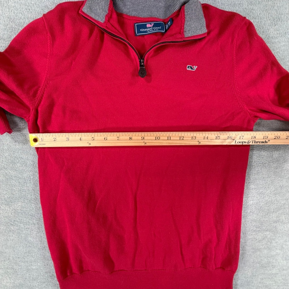 Lot 2 Vineyard Vines Quarter Zip Sweater boys teen XL 18 blue red preppy golf - Picture 11 of 11